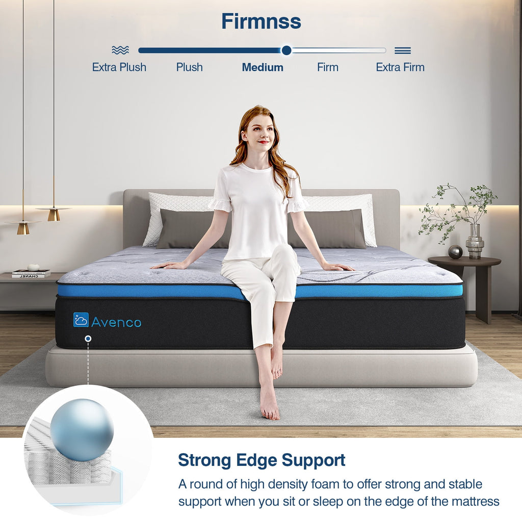Avenco Original 10 inch Adult Innerspring and Gel Memory Foam Hybrid Mattress, Queen Size