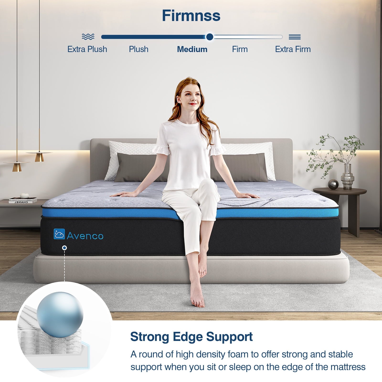 Avenco Original 10 inch Adult Innerspring and Gel Memory Foam Hybrid Mattress, Queen Size