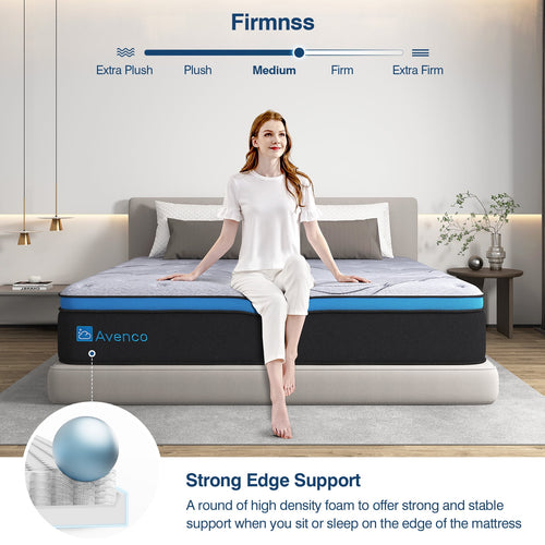 Avenco Original 10 inch Adult Innerspring and Gel Memory Foam Hybrid Mattress, Queen Size