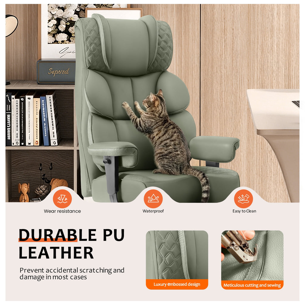 FASTES Office Desk Chair, Big and Tall Office Chair 400lbs Gaming Chair with Footrest, Ergonomic Executive High-Back Reclining Computer Chairs, Swivel Wheels and Lumbar Support, Black