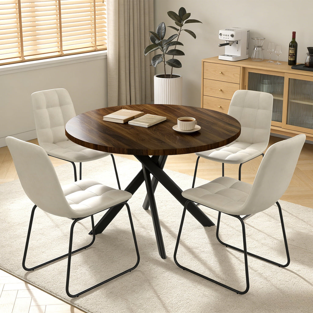 43.5 Round Dining Table for 4, Space Saving Kitchen Table with Metal Legs, Mid Century Modern Dining Table for Dining Living Room Apartment Small Space
