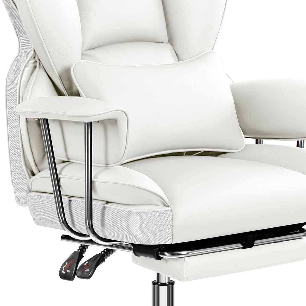 COOLHUT Big and Tall Office Chair 500LBS Wide Seat Ergonomic Computer Desk Chair, PU Leather Executive Office Chair with Footrest, Adjustable Task Chair Lumbar Back Support 8 Hour, Black