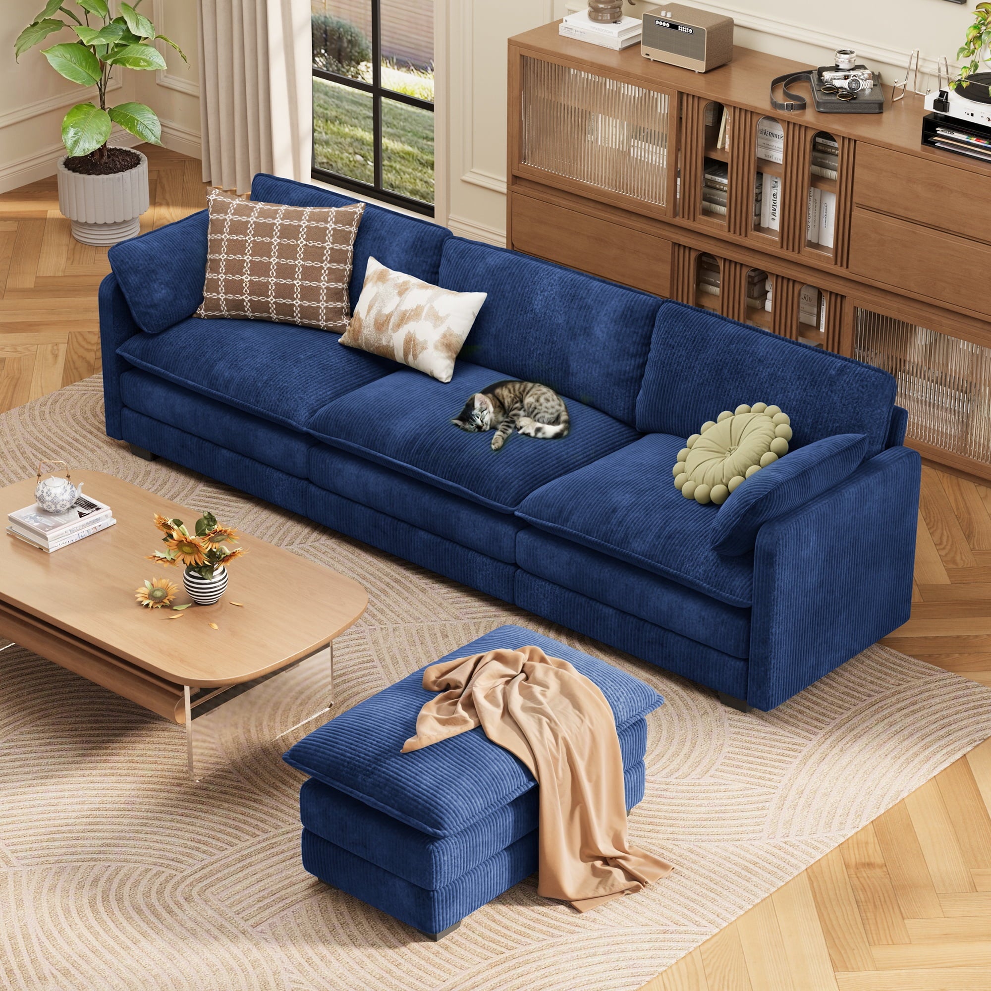 Asofer 31 Cloud Accent Sofa With Washable Cover, Single Corduroy Chair with Deep Seat Upholstered Cushion for Apartment,Dark gray