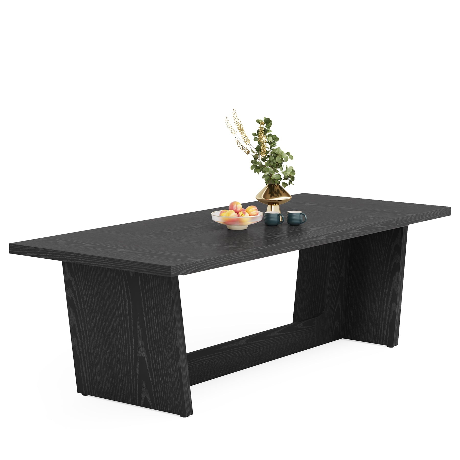 Fnova 70.87 Rectangular Dining Table for 4-6 People, Farmhouse Wood Kitchen Table with Sturdy Legs, Easy to Assemble