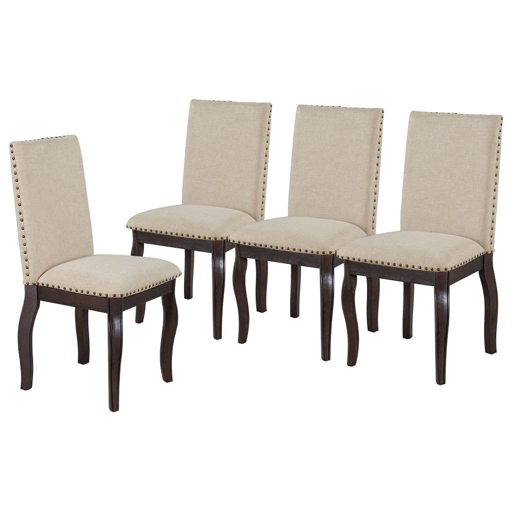 Harper & Bright Designs Extendable Dining Table Set for 4 Upholstered Chairs Functional Retro Style Table for Dining Room Kitchen, Natural Wood Wash