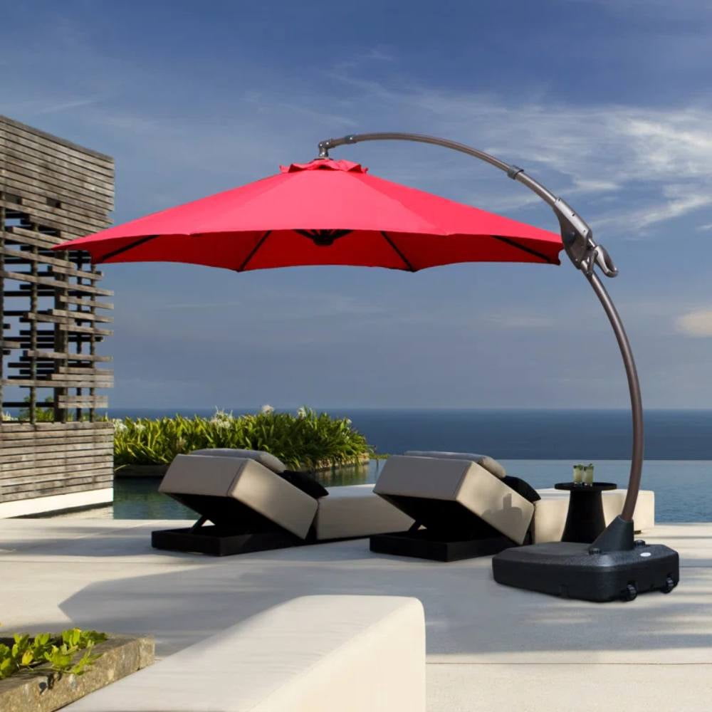 GRANDPATIO 12 ft Deluxe Aluminium Patio Umbrella with Base, Large Offset Outdoor Umbrella, Navy Blue