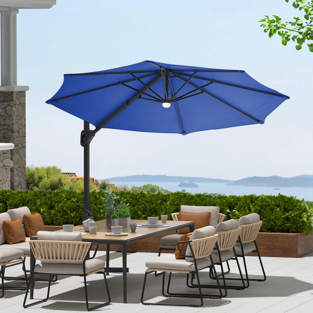 360° Rotating Cantilever Patio Umbrella – Heavy-Duty Waterproof Oxford Canopy, Adjustable Tilt, Rust-Proof Aluminum Frame, Easy Crank, Cross Base – Large Sun Shade for Garden, Poolside, Patio – Grey