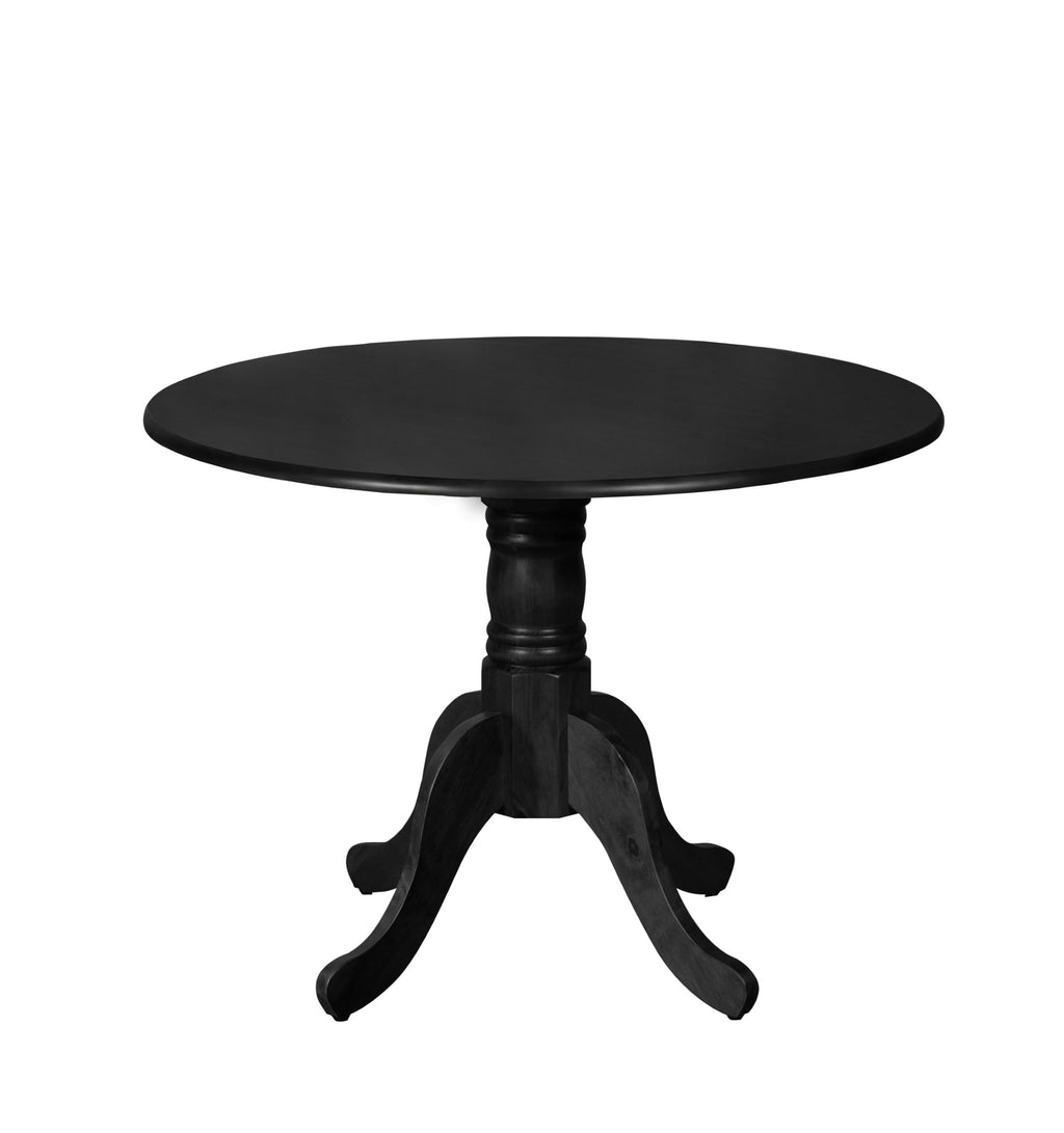 Home Design Olivia Dining Table with Round Pedestal Top, Mid-Century Modern Style, Easy Assembly, Black