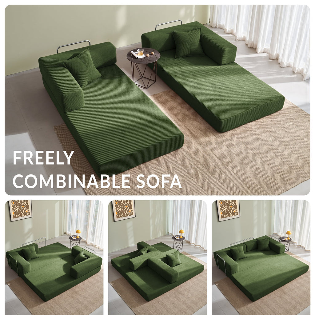 YINIX 78,6 Convertible Sofa Couch with 2 Pillows, Sleeper Sofa Bed for Living Room, Small Spaces, Orange