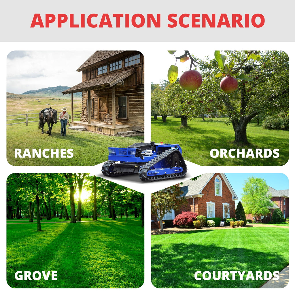 DeepKron Robotic Lawn Mower Gasoline Rato 225cc 9HP Remote Controlled Tracked Lawn Mower All-Terrain Robotor Mower Classic