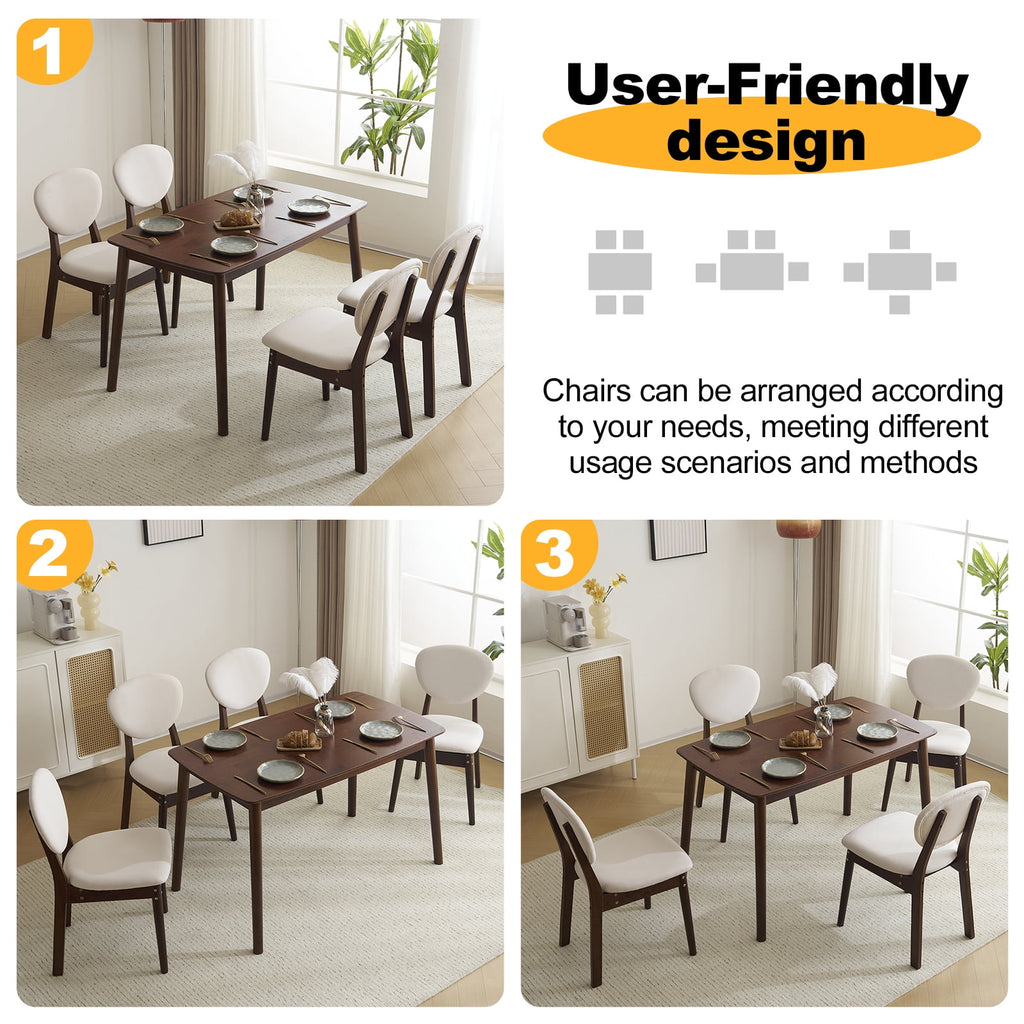 Ktaxon Dining Table Set for 4 Solid Wood Dinner Table with Padded Chairs for Home Kitchen Restaurant 47 Wood Color