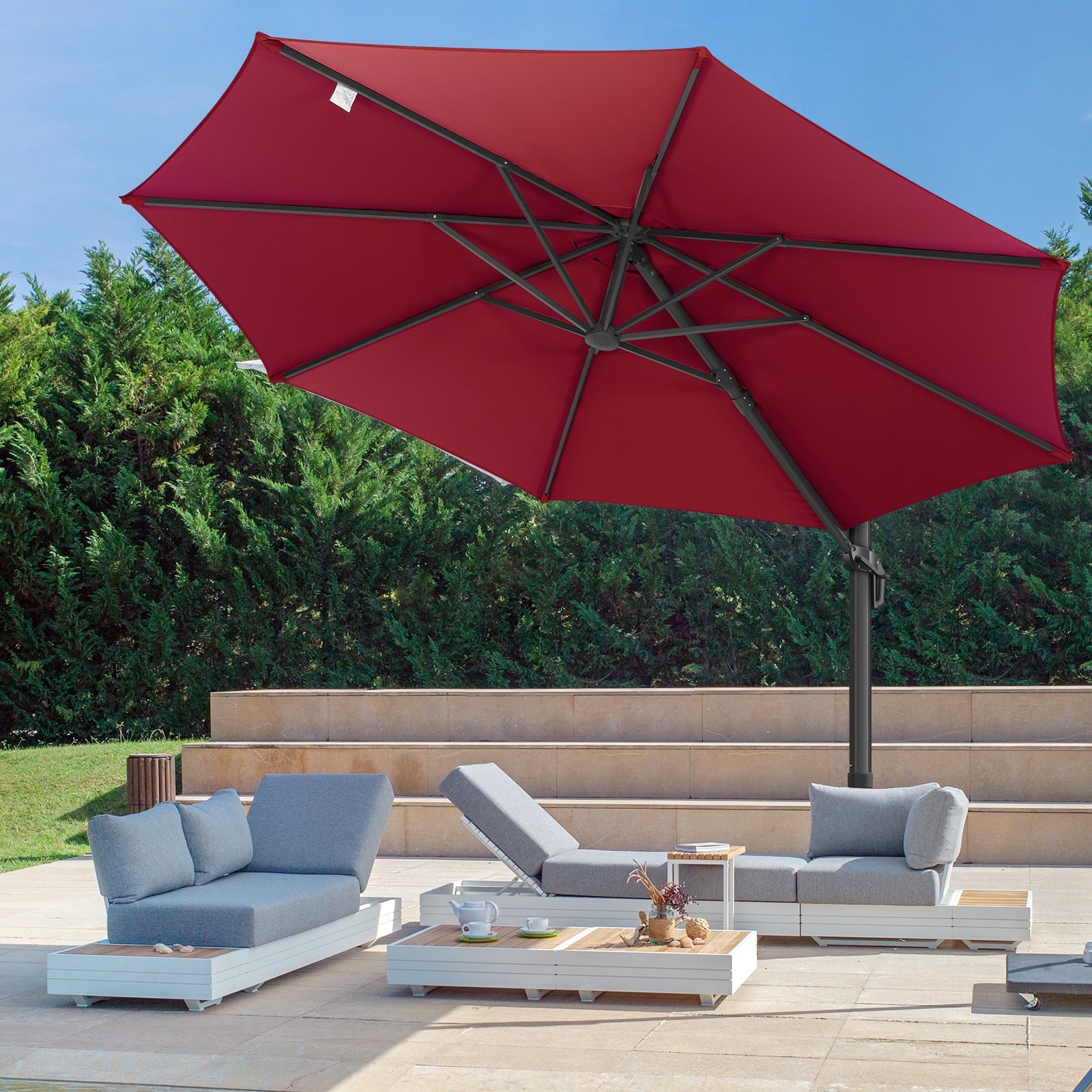 COBIZI 10x10ft Patio Cantilever Umbrella Double Roof Large Rectangular Deck Offset Umbrellas, Square Outdoor Patio Umbrella with 360°Rotation & Heavy-Duty Aluminum Frame,for Poolside Garden,Beige