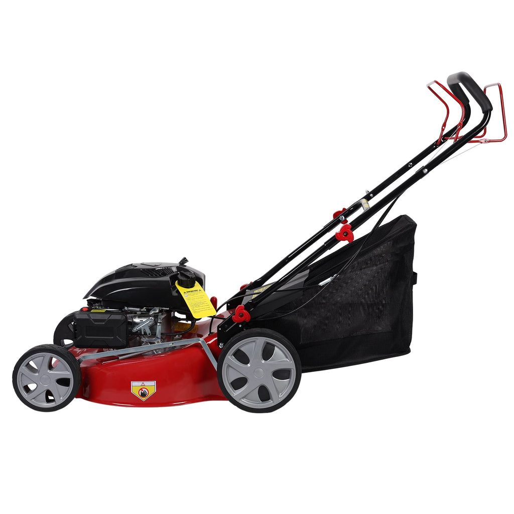 AQSQ 20in Lawn Mower, Self Propelled Lawn Mower, 141cc Gas Engine Lawn Mower, Push Lawn Mower with 50L Grass Tank, Big Wheels