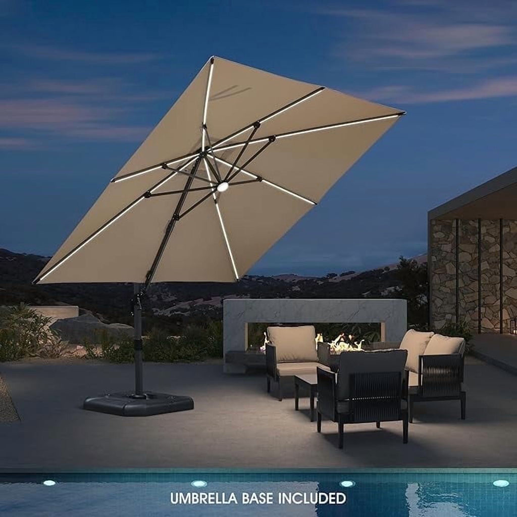 PURPLE LEAF 9x11.5 Ft Cantilever Umbrella Rectangle Outdoor Patio Umbrella Large Offset Hanging Umbrella Aluminum Umbrella with 360°Rotation Adjustable Garden Pool Umbrella,Turquoise Blue