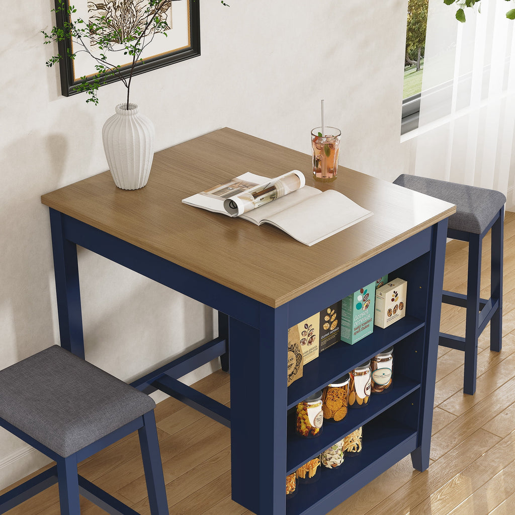 HLR 24.8 Bar Stools, Farmhouse Set of 2 Bar Chairs with Cushion for Kitchen, Dining Room, Cafe Black