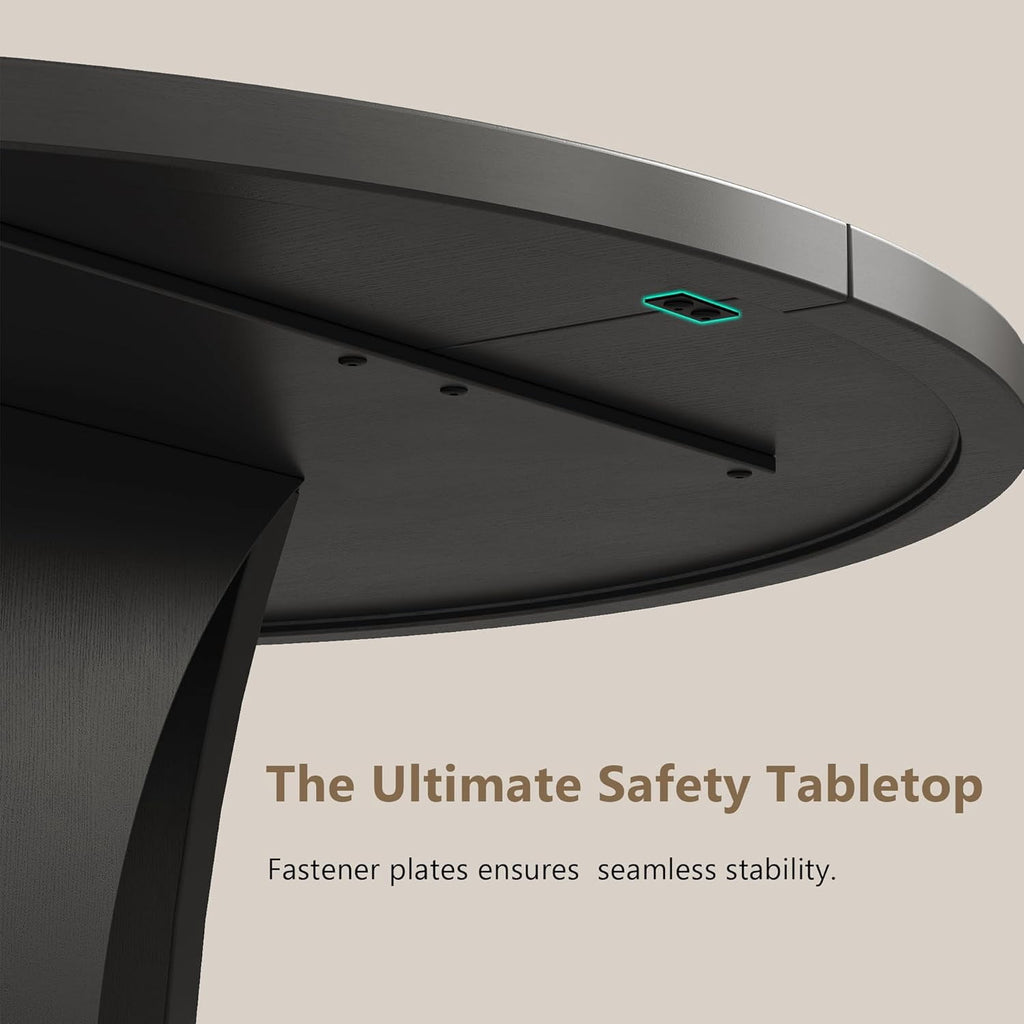Laisnet 47 Round Dining Table for 4-6, Kitchen Table with Rounded Base for Dining Room Living Room, Black