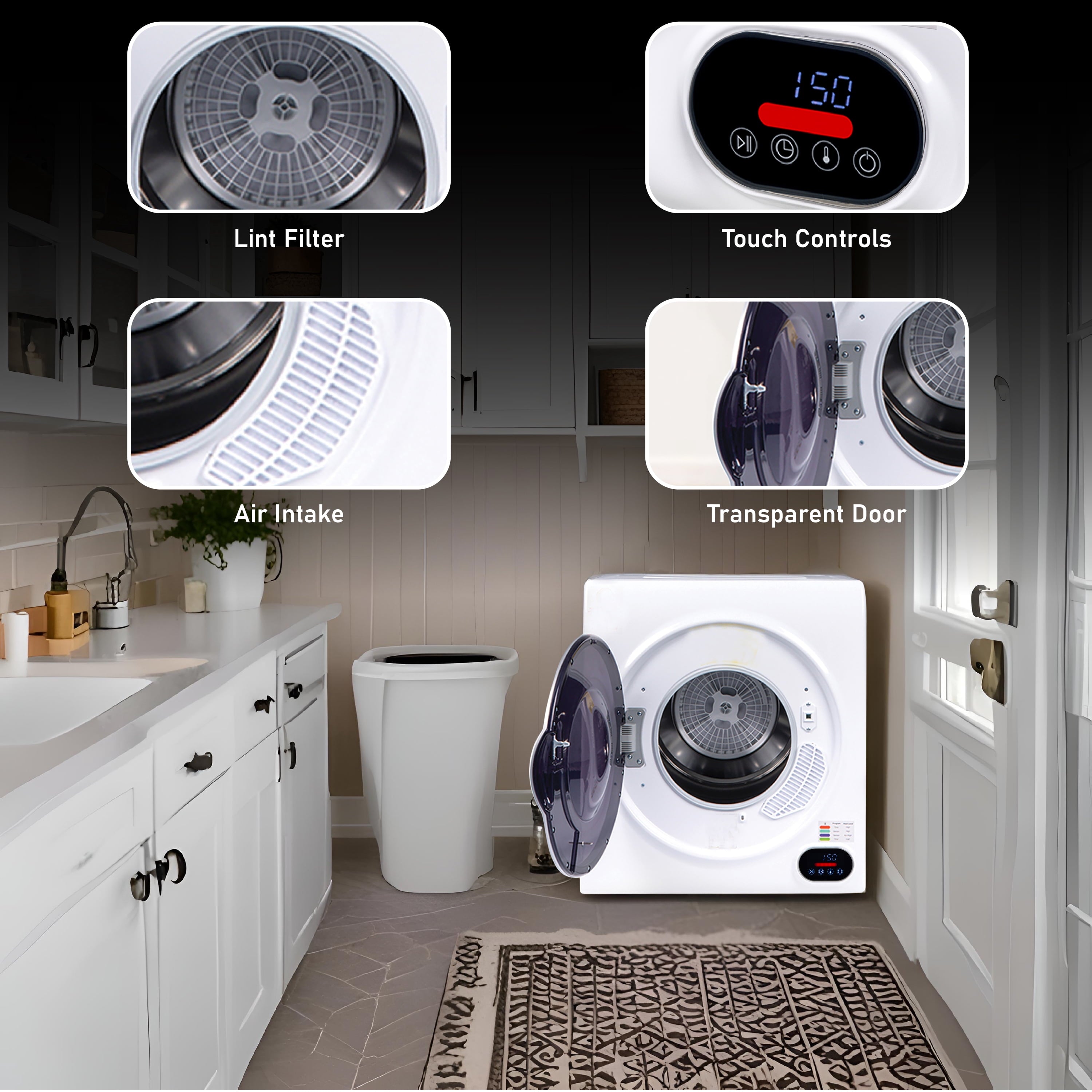 Pinnacle 21-852 S Compact Short Dryer with Digital Controls - 3.2 cu.ft., Silver