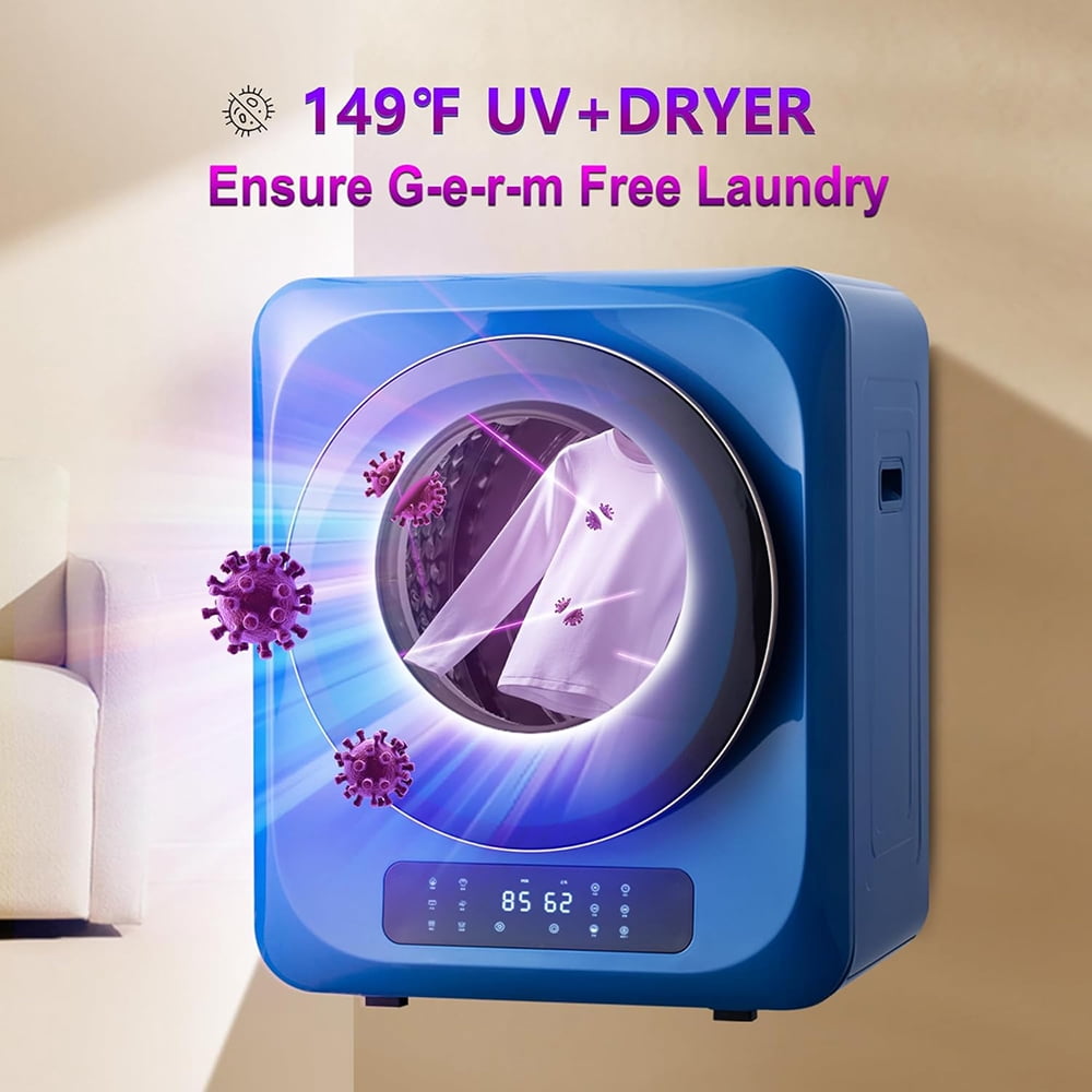 MIDOQIN Portable Clothes Dryer, 120V/850W Compact Laundry Dryer with Exhaust Pipe & LED Touch Control Panel, Front Load Mini Dryer Machine for Apartment