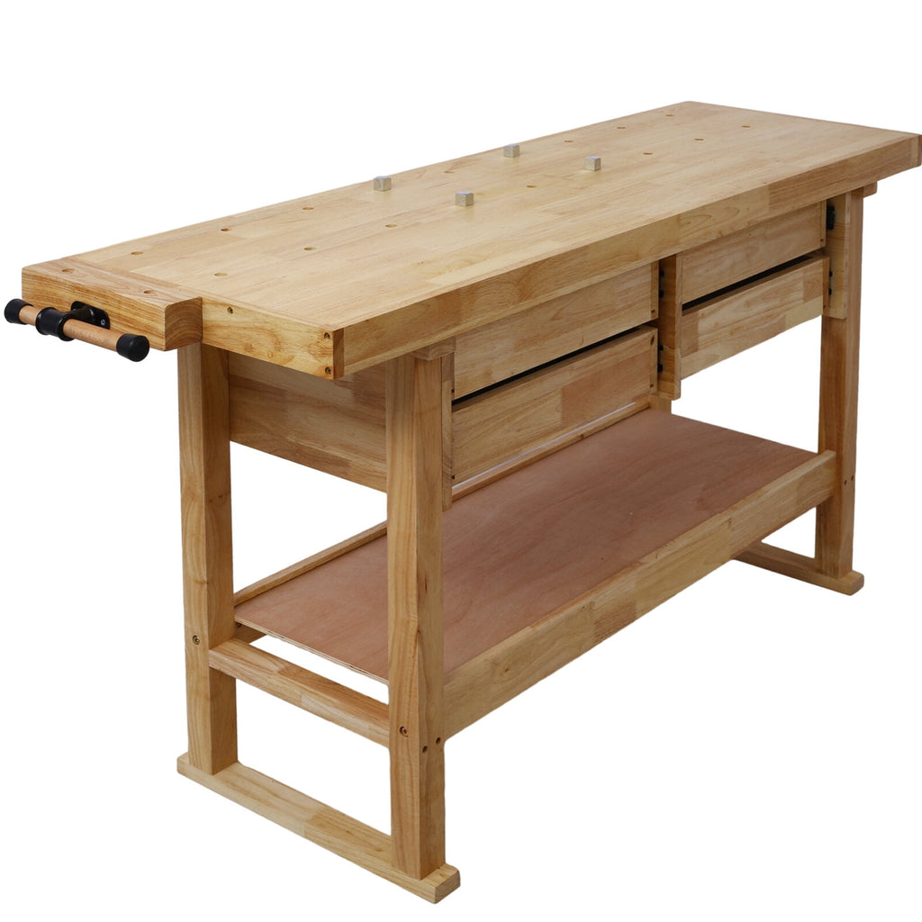 55-Inch Wood Workbench - Wooden Workbench for Garage Workshop and Home,