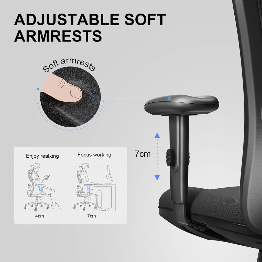 Sihoo M18 Mesh Ergonomic Office Chair with Adjustable Lumbar Support, High Back, Black