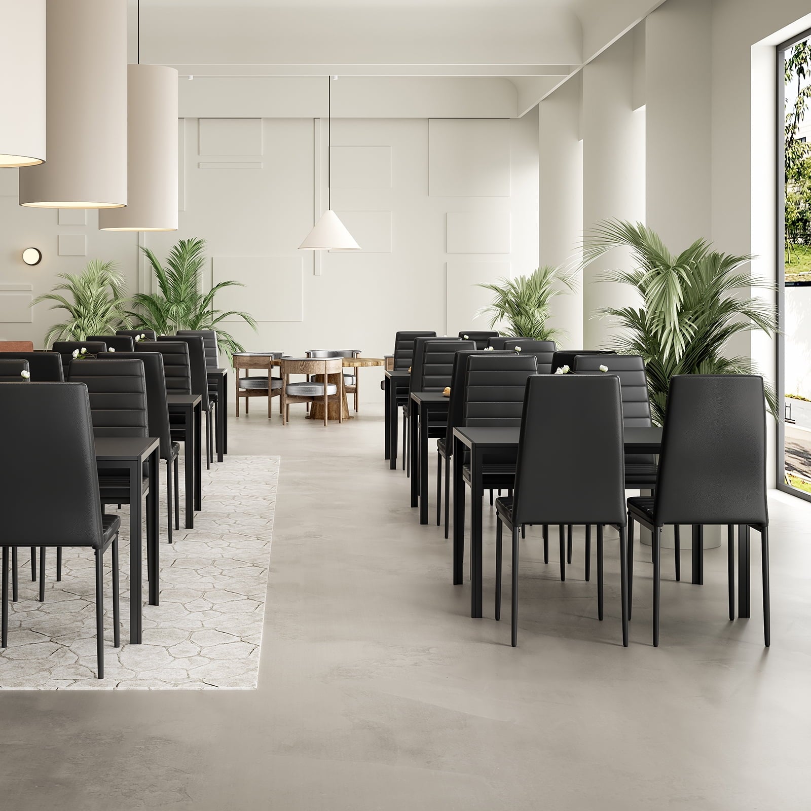 Farini White Dining Chairs Set of 4 for Kitchen Room,PU Leather Kitchen Side Chairs with Metal Frame