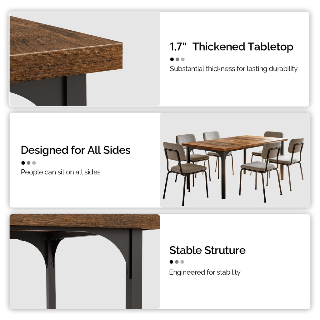 Ktaxon 70.8 Dining Table for 6~8, Farmhouse Kitchen Table Large Rectangle Dinner Table for Home, Dining Room, Kitchen, Brown
