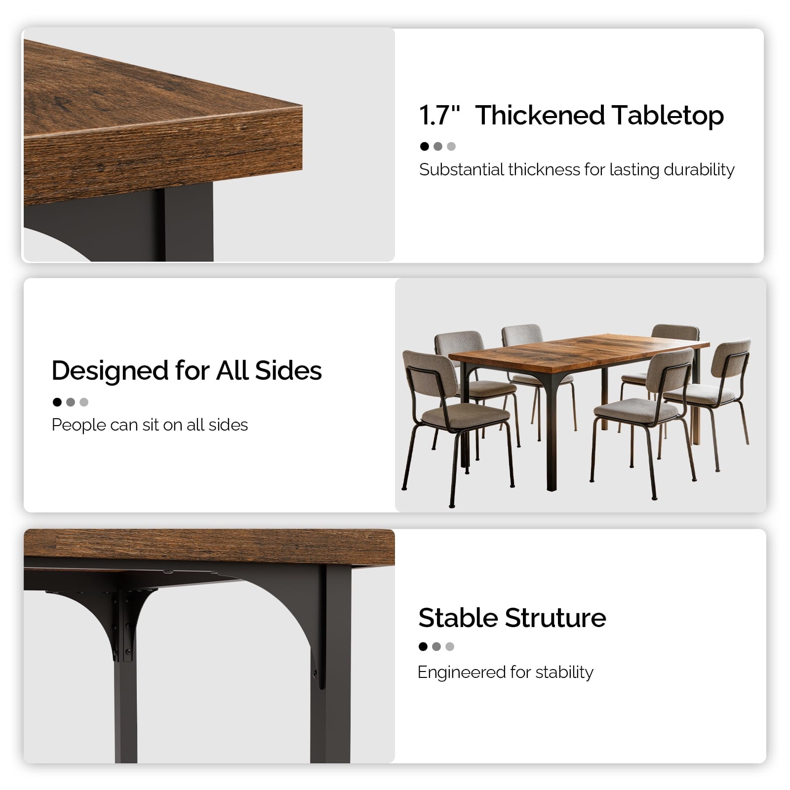 Ktaxon 70.8 Dining Table for 6~8, Farmhouse Kitchen Table Large Rectangle Dinner Table for Home, Dining Room, Kitchen, Brown