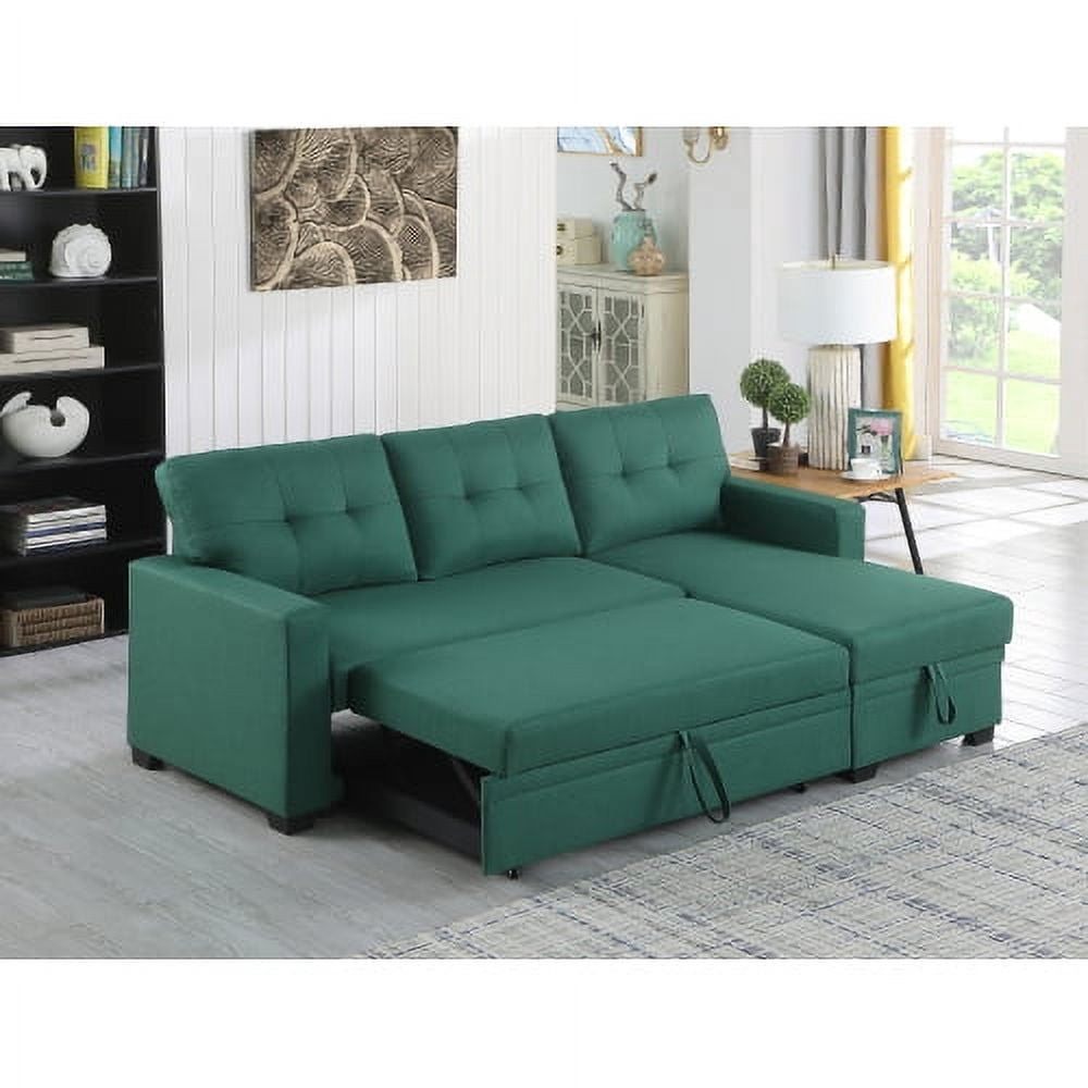 BSHTI L-Shaped Pull-Out Sleeper Sofa Bed with Storage Chaise, 3-Seater Convertible Corduroy Sectional Couch, Solid Wood & Iron Frame, Black