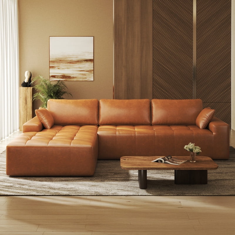 Patbrela 106 Sectional Couch for Living Room, L-Shaped Boneless Cloud Couch Corduroy Modern Sectional Sofa with Deep Seat and Thickened Cushion, No Assembly Required, Black