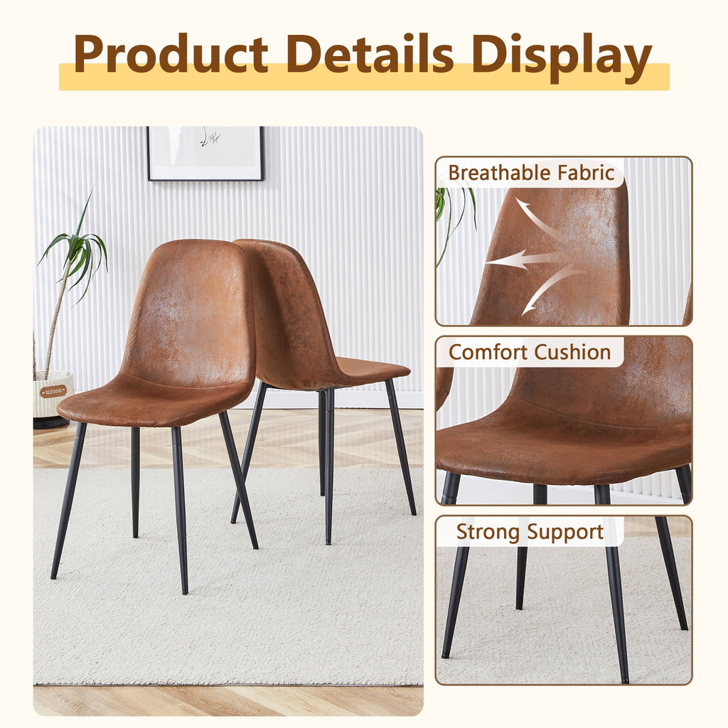 JUFU 55 Dining Table Set for 4, Modern Table and Chairs Set of 4, 5 Piece Dining Table Set Include Wooden Kitchen Table and 4 Faux Leather Chairs Ideal for Kitchen Dining Room Easy to Assemble