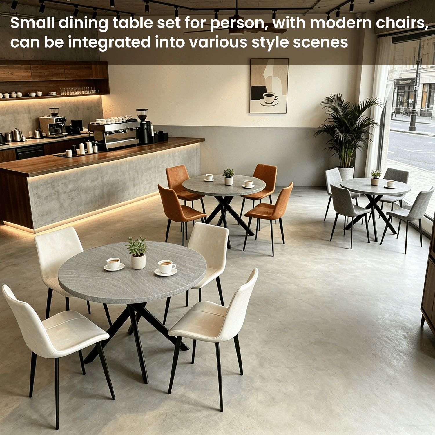 43.5 Round Dining Table for 4, Space Saving Kitchen Table with Metal Legs, Mid Century Modern Dining Table for Dining Living Room Apartment Small Space