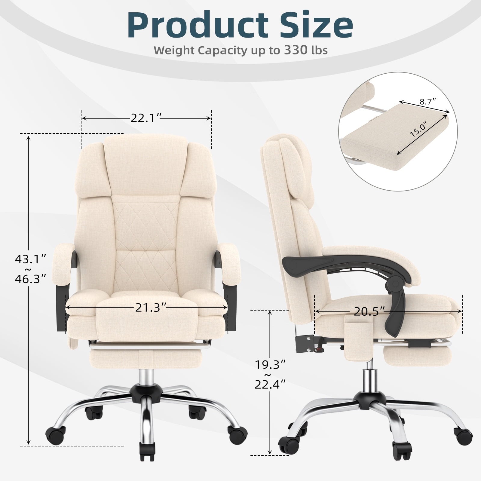 HOMREST Ergonomic Office Chair with 6-Point Massage & Heating, Adjustable Executive Desk Chair with Retractable Footrest, PU Leather Home Office Desk Chair for Home & Office (Black)