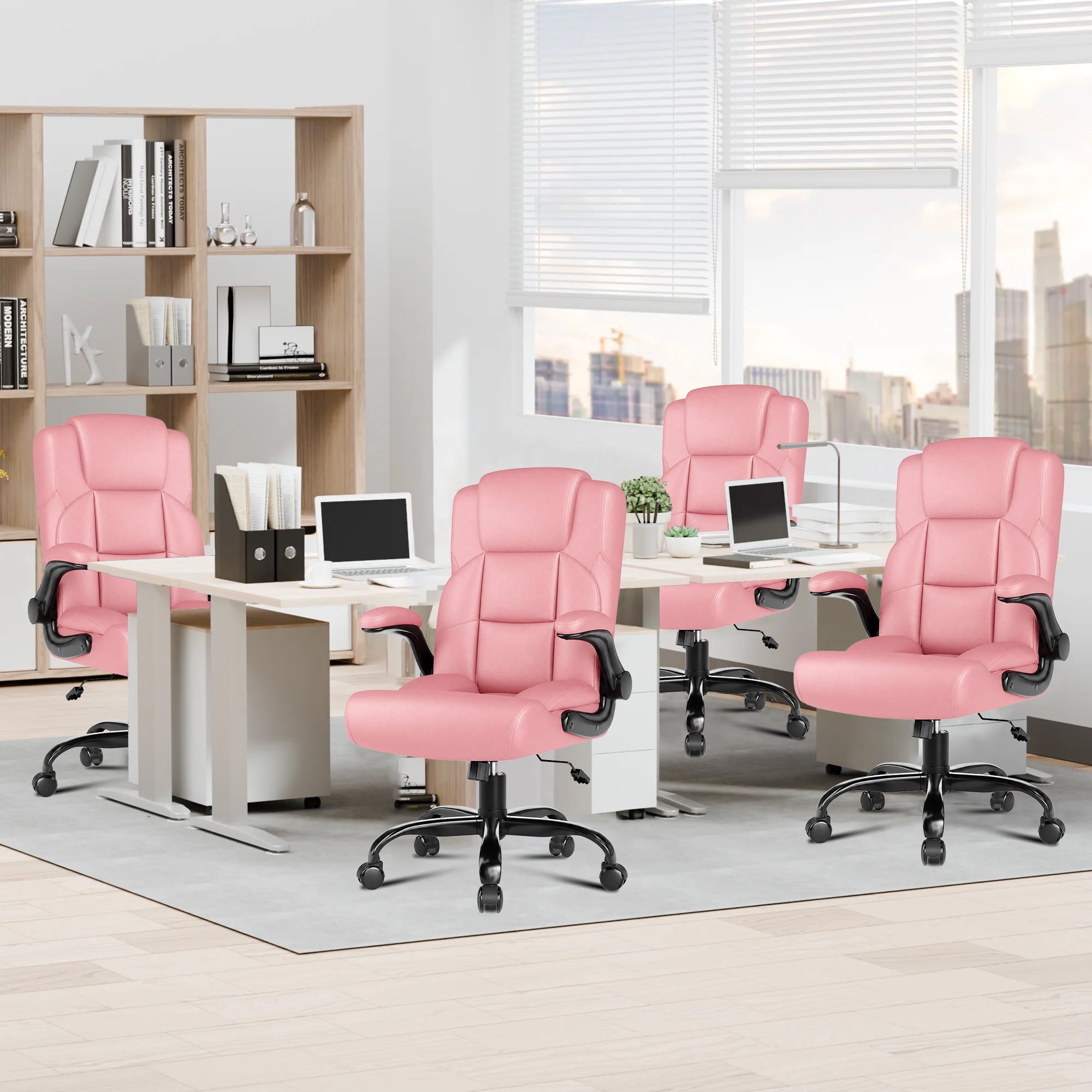 JONPONY Leather Office Chair, Big and Tall Office Chair 400LBS Wide Seat Ergonomic Computer Desk Chair High Back Executive Leather Chair Adjustable Task Chair Lumbar Back with 1-Year Warranty, Black