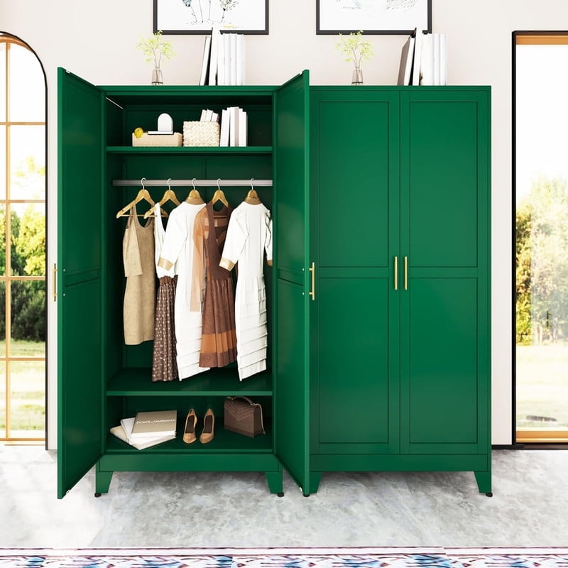 ERO 70.9H Steel Armoire and Wardrobe Storage Closet with Hanging Rod and Adjustable Shelves