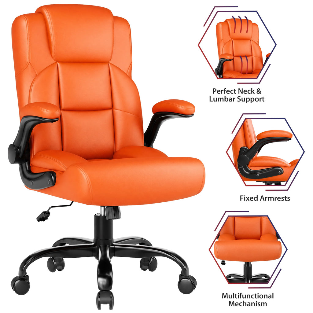 JONPONY Leather Office Chair, Big and Tall Office Chair 400LBS Wide Seat Ergonomic Computer Desk Chair High Back Executive Leather Chair Adjustable Task Chair Lumbar Back with 1-Year Warranty, Black