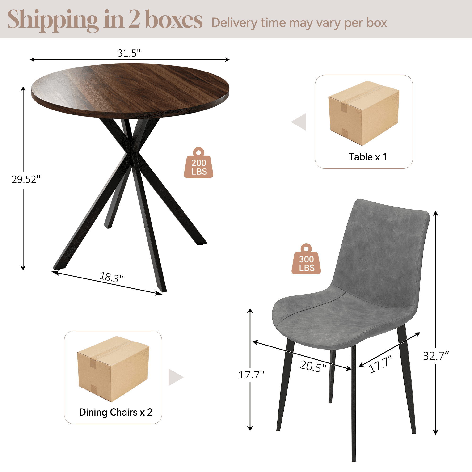 Small Round Dining Table for 2-4 People, 31.7 Modern Round Kitchen Table, Space-Saving Table for Living Dining Room, Coffee ,Apartment