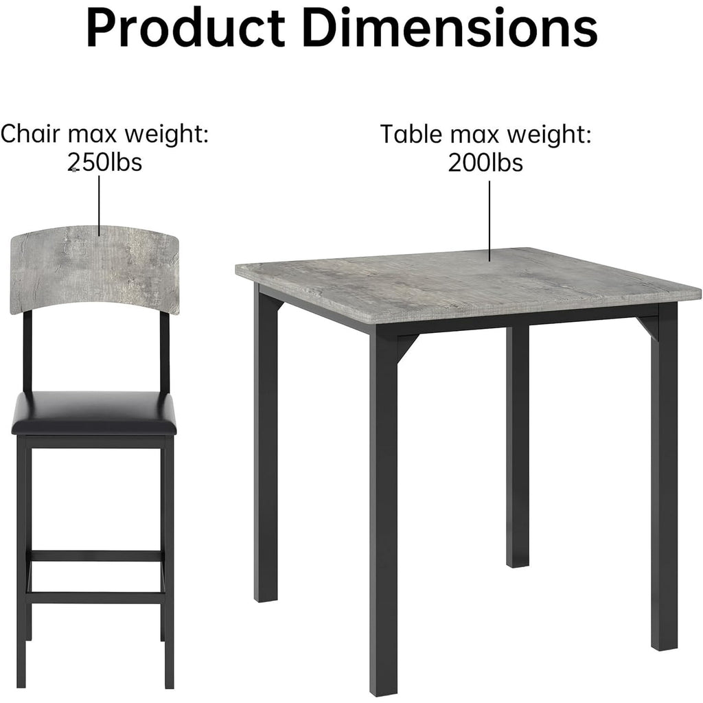 MIERES 5 Piece Dining Table Set High Top Dining Table Set for 4 Counter Height Small Kitchen Table With 4 Velvet Upholstered Chairs, Wood Small Dining Set for Bar Dining Room Breakfast