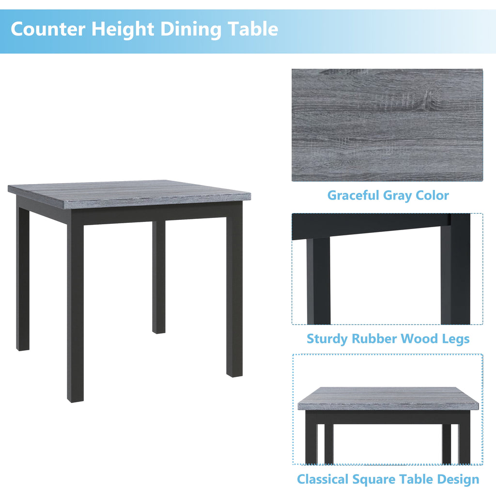 Harper & Bright Designs 5 Piece Dining Table Set Counter Height Dining Set with Classic Elegant Rectangel Table and 4 Padded Chairs for Kitchen Dining Room, Black and Beige