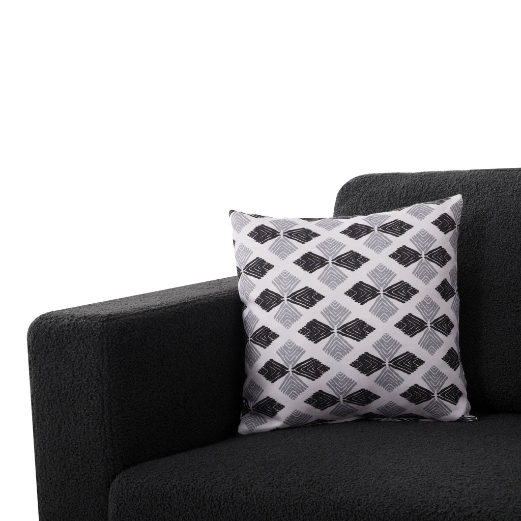 Gewnee 86.6 Modern Sofa Couch,Teddy Velvet 3 Seaters Comfy Couch with Deep Seat for Living Room,2 Pillows,Beige