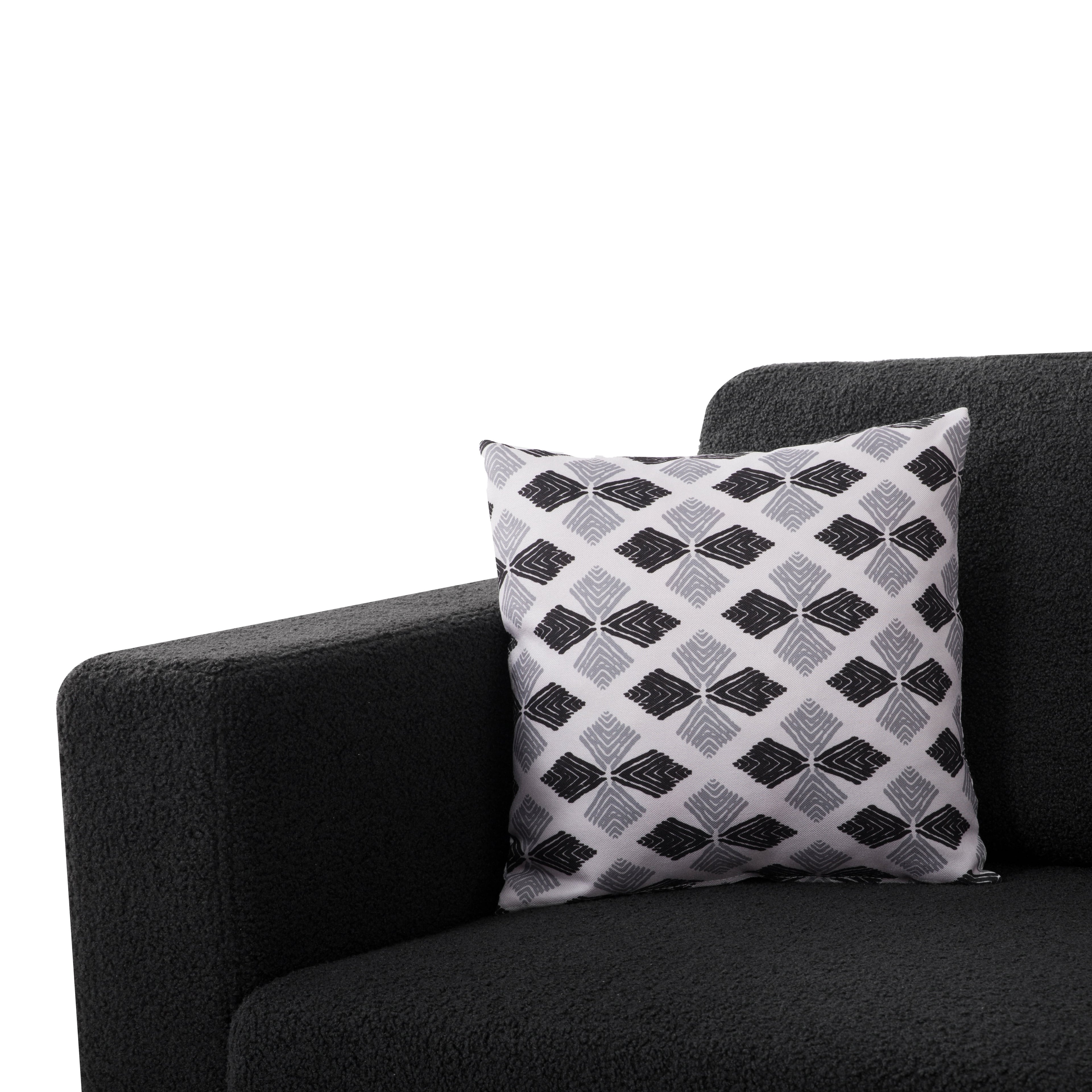 Gewnee 86.6 Modern Sofa Couch,Teddy Velvet 3 Seaters Comfy Couch with Deep Seat for Living Room,2 Pillows,Beige