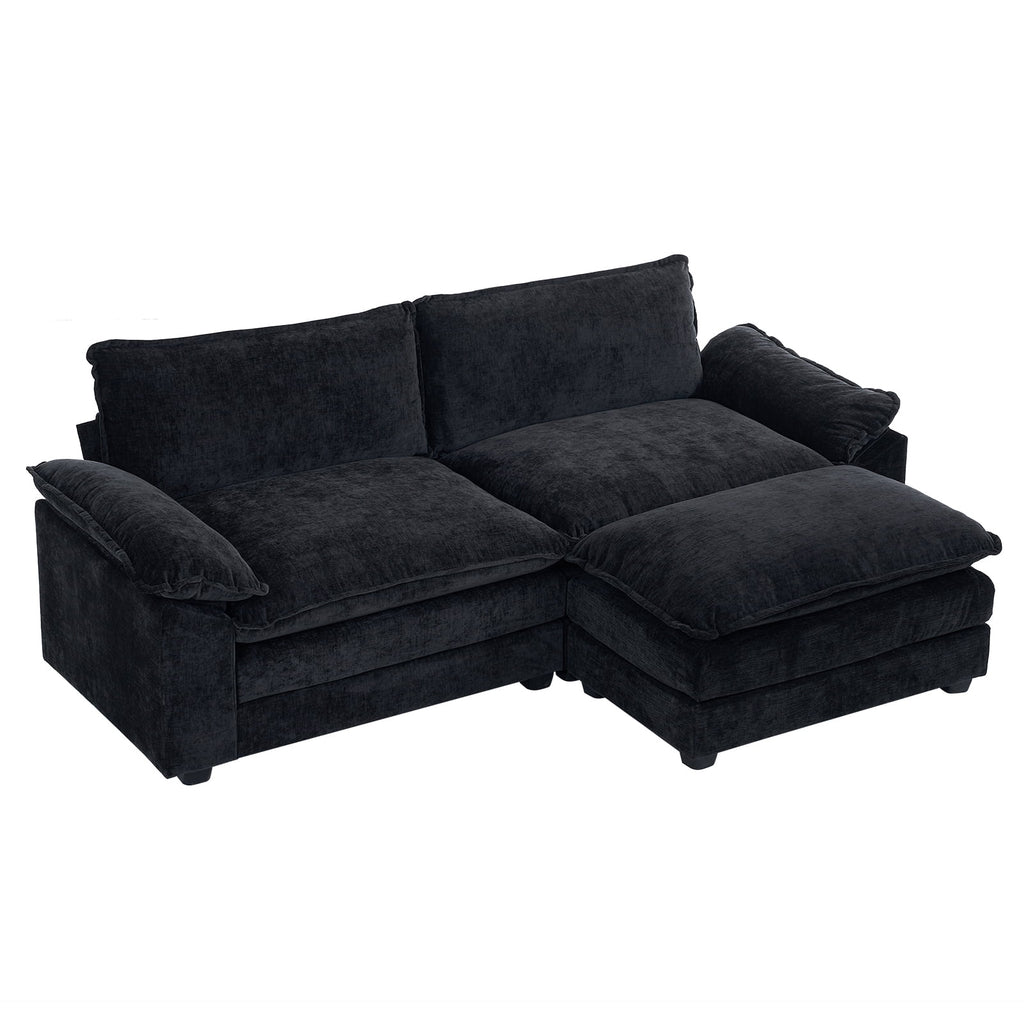 Ktaxon Sectional Sofa L Shaped Couch with Chaise Living Room Sleeper Set, 2 Seats with Chenille and Double Layer Cushions 86 W Beige