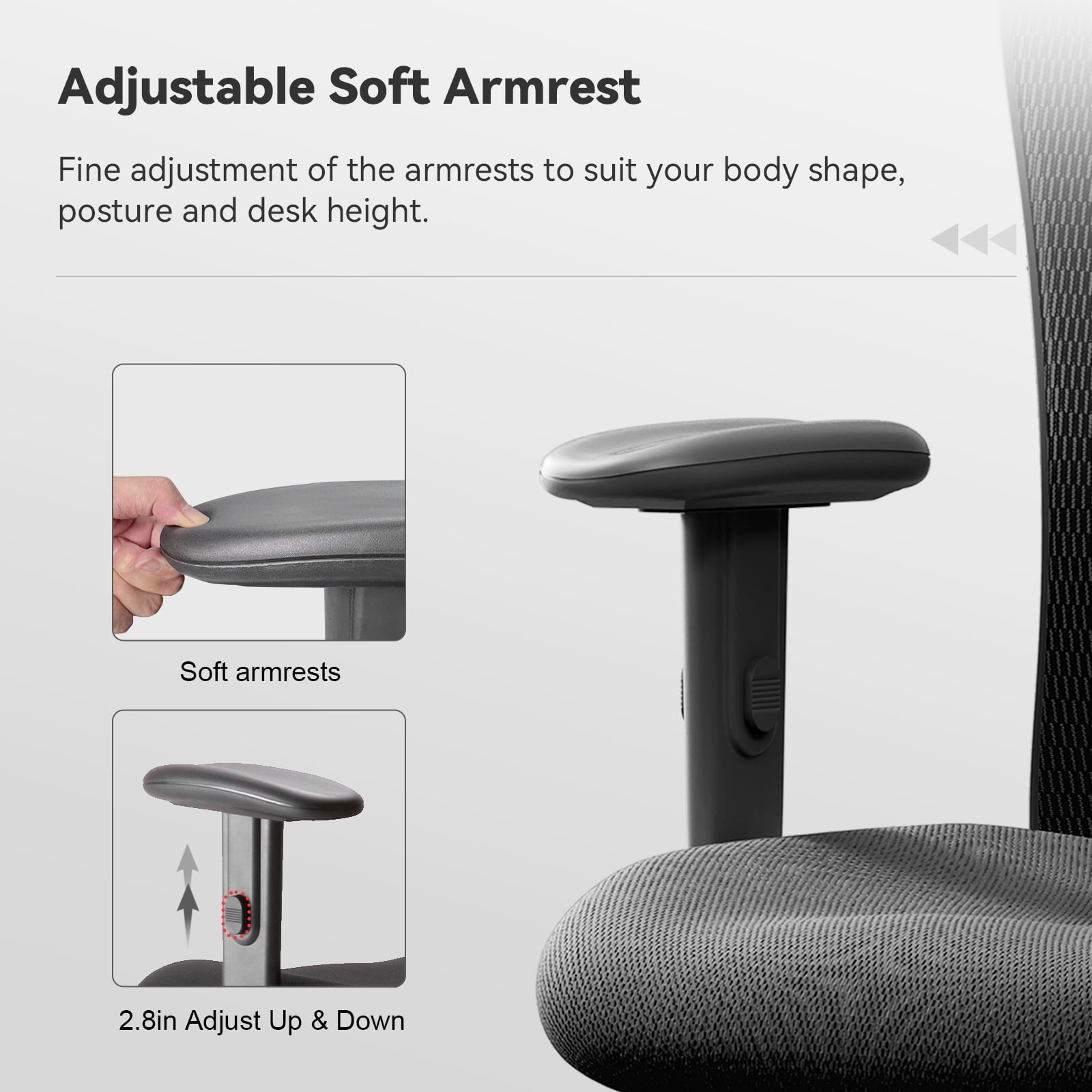 Sihoo M18 Mesh Ergonomic Office Chair with Adjustable Lumbar Support, High Back, Black