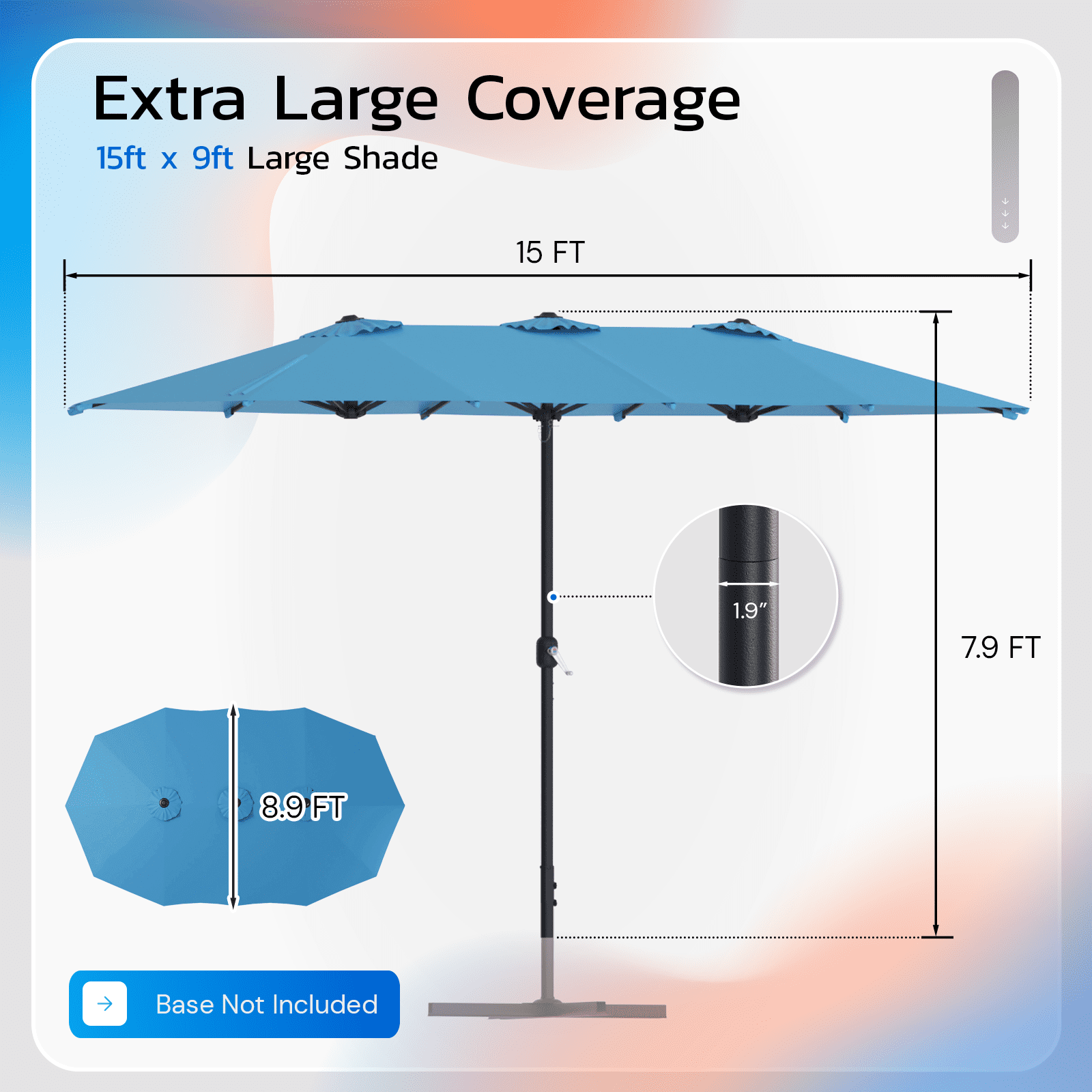 AECOJOY 10x10ft Outdoor Cantilever Patio Umbrella with Base, 360° Tilt & Rotate, Beige
