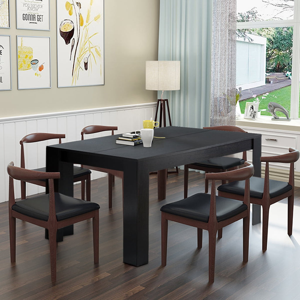 Costway 63 Dining Table Rectangular Modern Kitchen Table For 6 People Home Furniture Gray
