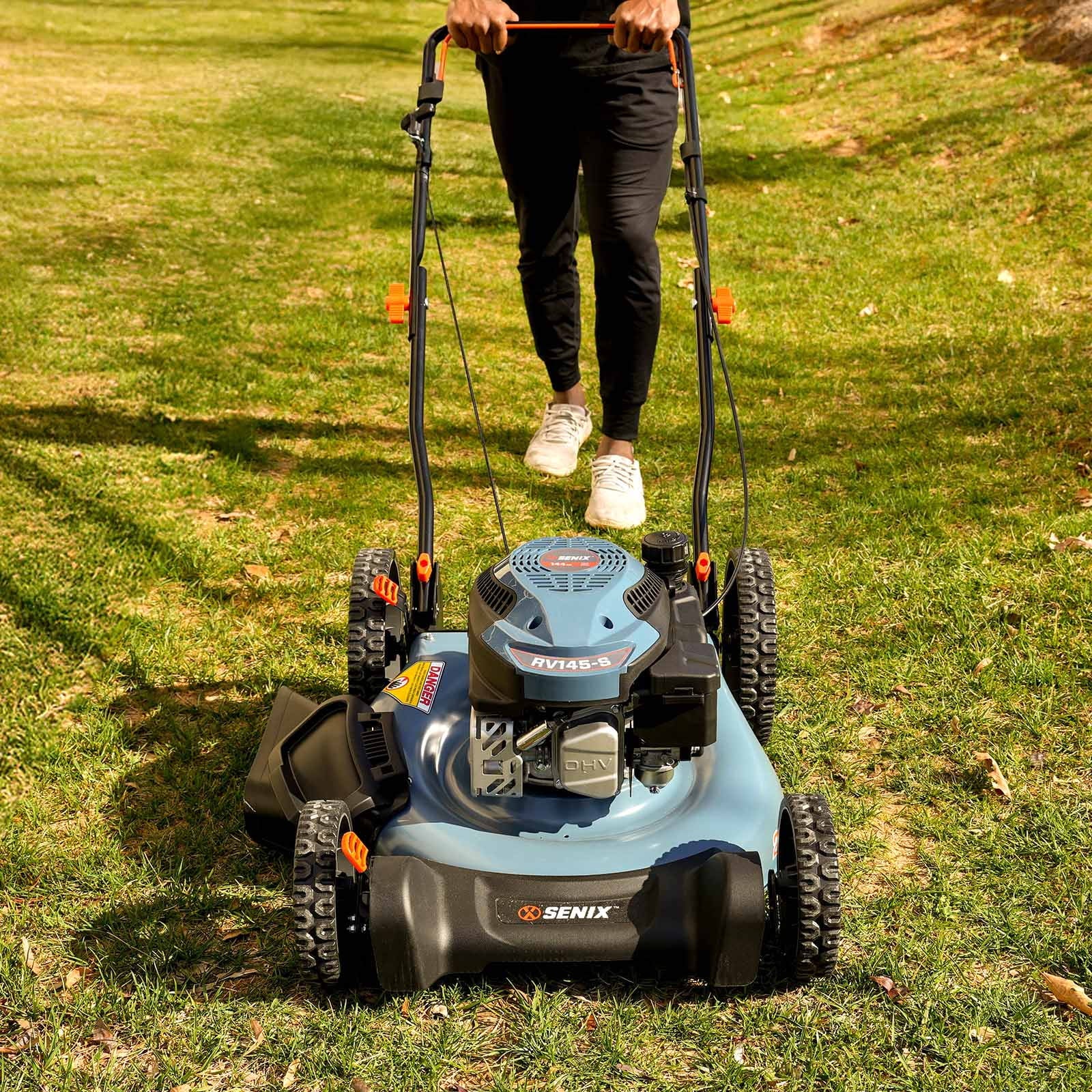 SENIX Gas Lawn mower, 20in Cutting Blade 21in Cutting Deck, 144cc 4-Cycle Engine, Steel Deck with Side Discharge, LSPG-L4