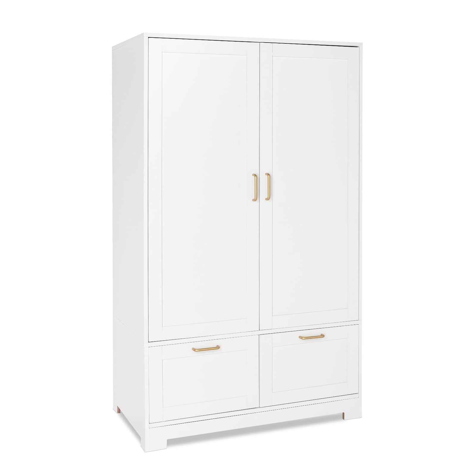 Ktaxon Wardrobe Armoire Closet with Hanging Rod, Modern Drawer & Shelf – Elegant White Finish Closet, Farmhouse to Mid-Century Style
