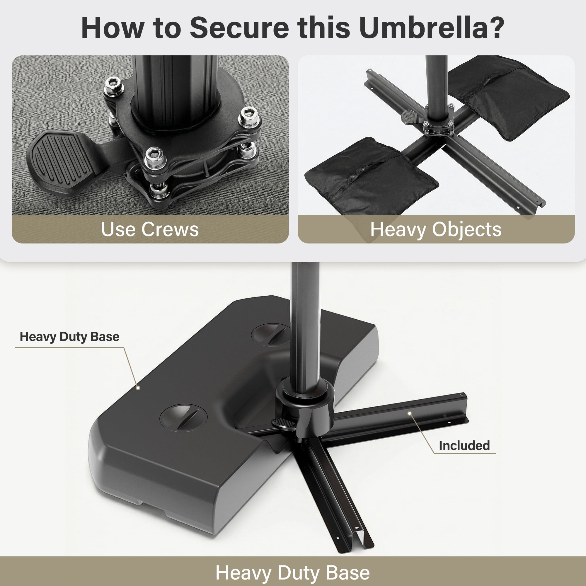 LAUSAINT HOME 10 Feet Patio Umbrella, Outdoor Large Cantilever Round Windproof Patio Offset Umbrella with 360° Rotation for Backyard, Gray