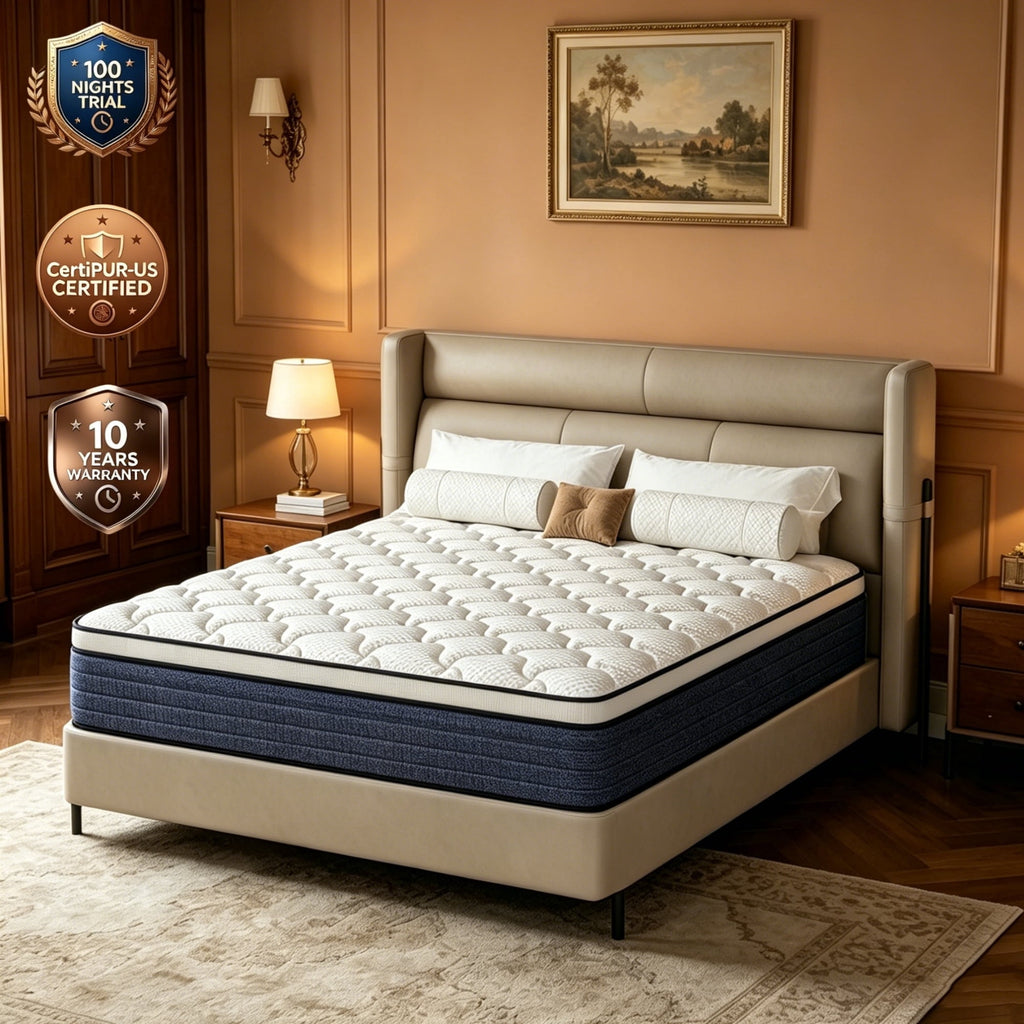 Lodeija 12 inch Queen Euro Top Hybrid Mattress,Pocket Spring,Breathable Knitted Fabric Pressure Relief,CertiPUR-US Certified,White