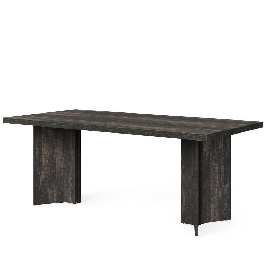 Fnova 63 Rectangular Modern Dining Table, Wooden Modern Kitchen Table for 6 People for Dining Room, Warm Brown (Chairs Not Included)