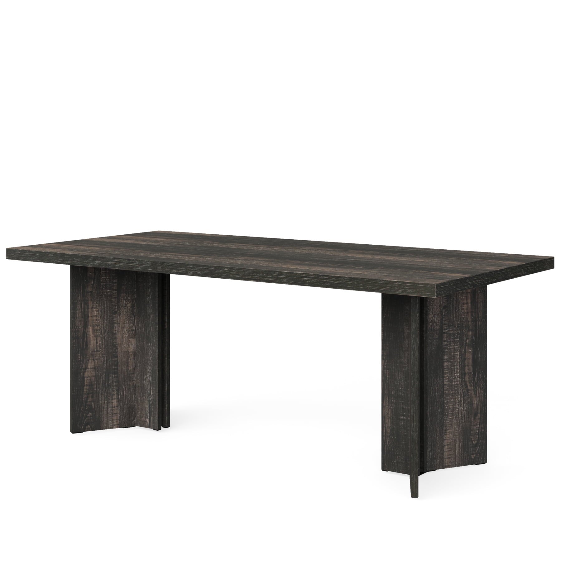 Fnova 63 Rectangular Modern Dining Table, Wooden Modern Kitchen Table for 6 People for Dining Room, Warm Brown (Chairs Not Included)